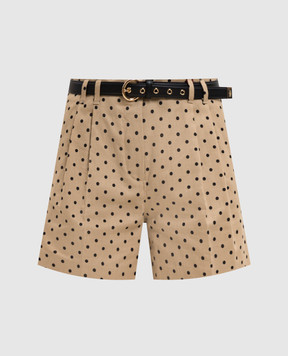 Max Mara Brown NOVELLA shorts with polka dot linen MSTNOVELLA