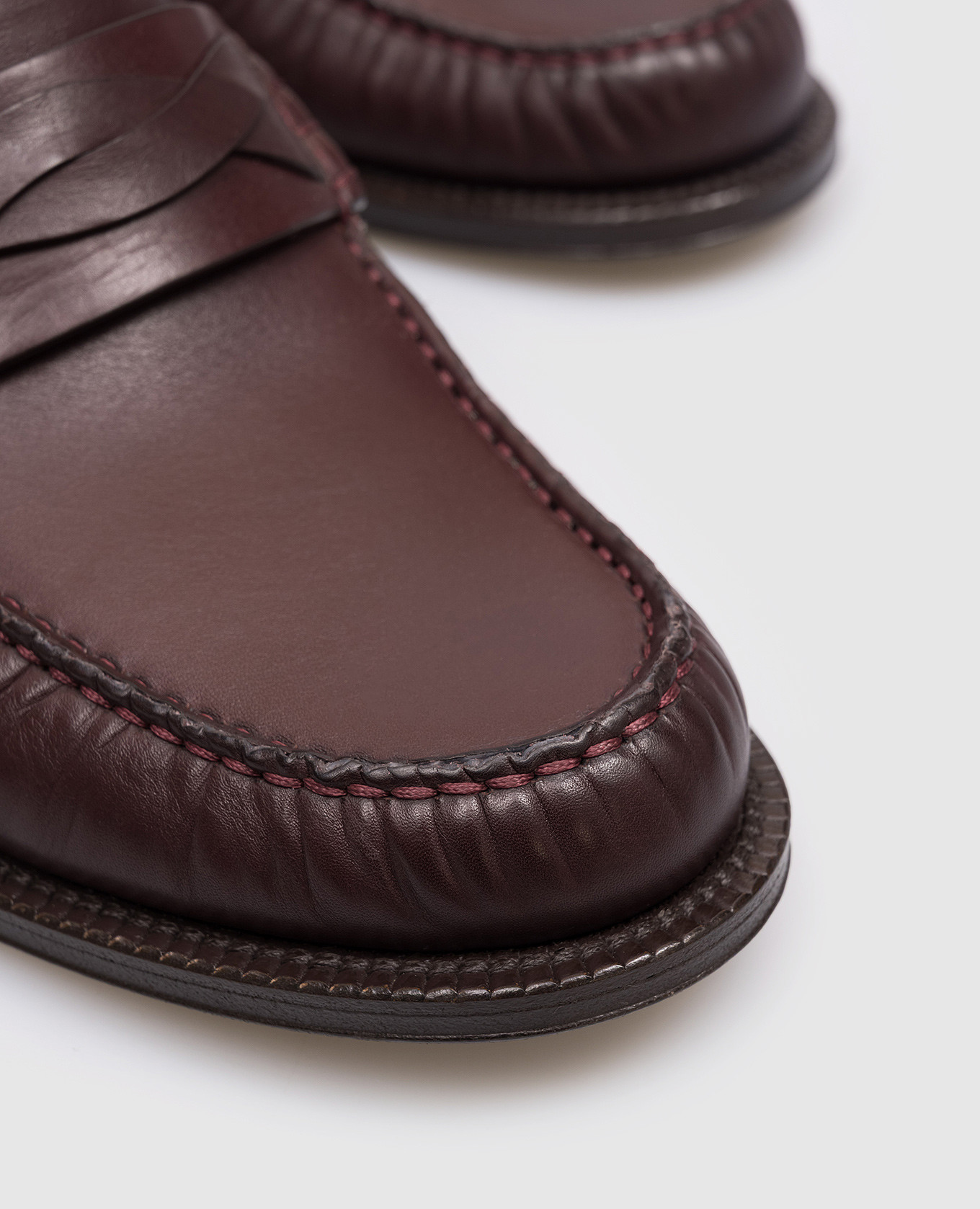 Burgundy leather loafers Brunello Cucinelli 5