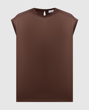 Brunello Cucinelli Brown silk top MPC59EH500