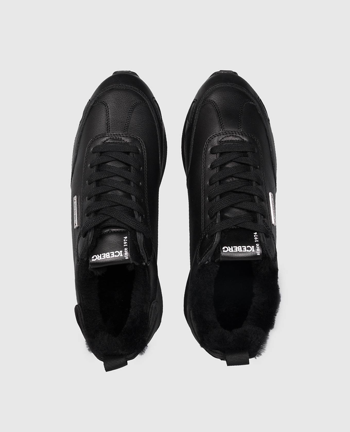 

Black leather Loop sneakers with fur and logo Iceberg