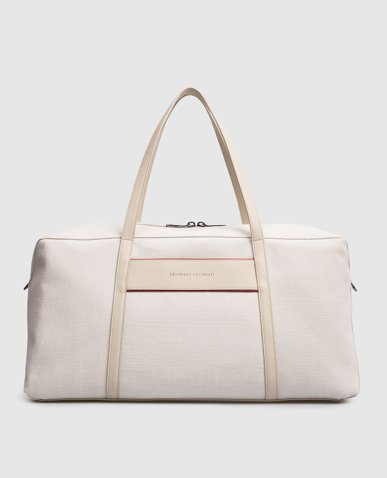 

White duffle bag with logo Brunello Cucinelli