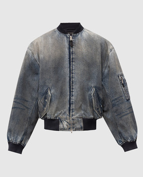 Balenciaga Blue denim insulated bomber jacket with vintage effect 850058TTW66
