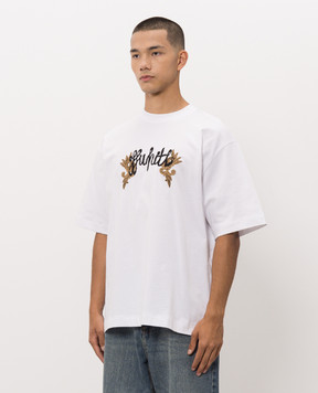 Off-White White Stroke T-shirt with embroidered logo 44MAA120F26J00L