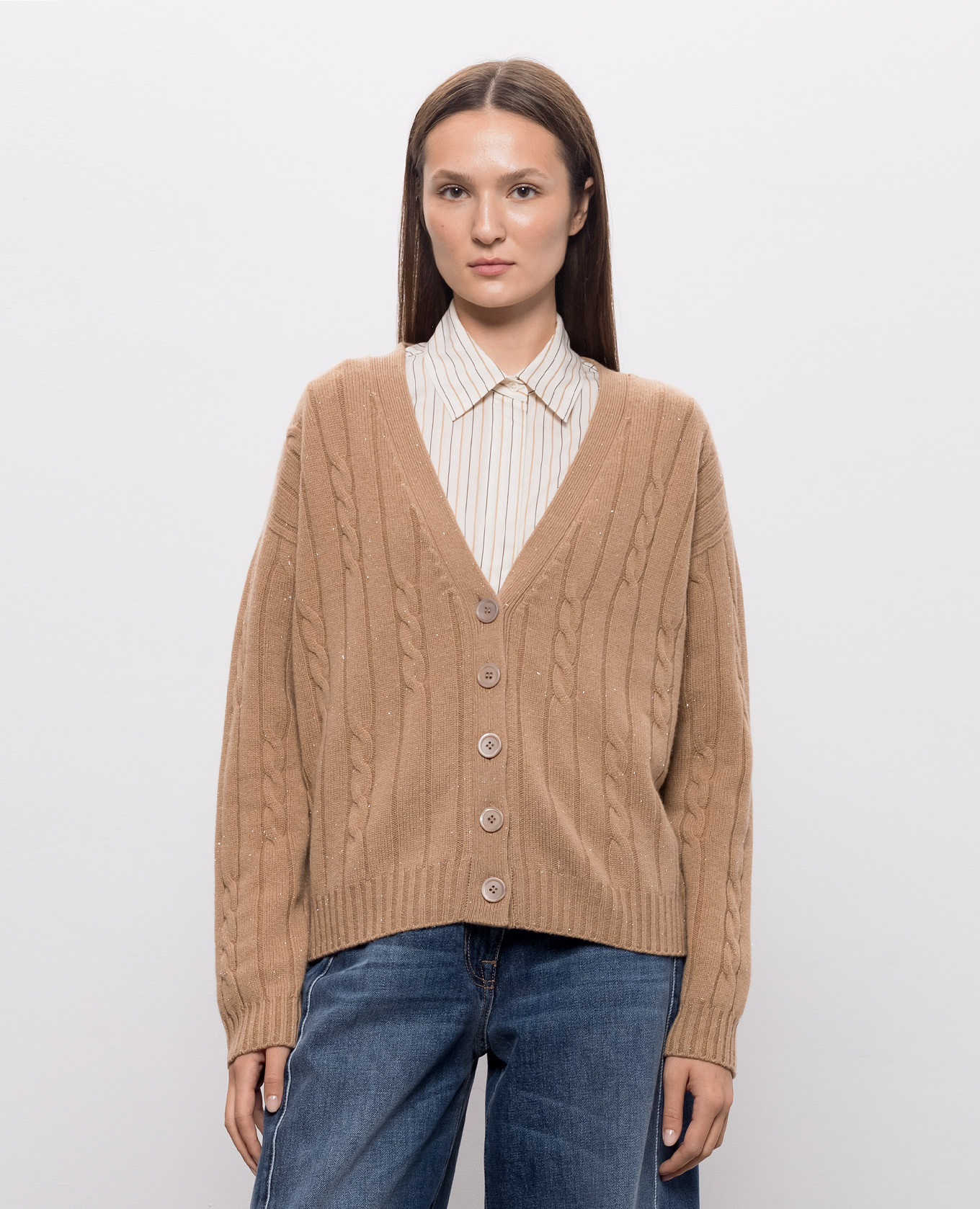 Beige cardigan with wool and silk Peserico 3