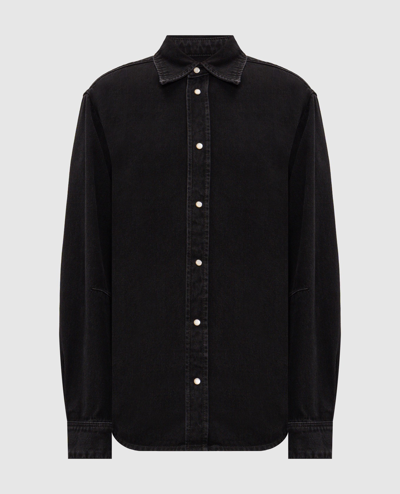 Black denim shirt with logo embroidery Off-White