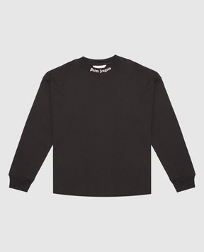 Palm Angels Children's black long-sleeve shirt with logo print F6PAJBTH013