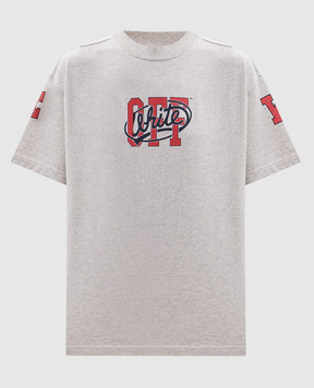 Off-White Beige melange t-shirt with logo print 2FA00587T
