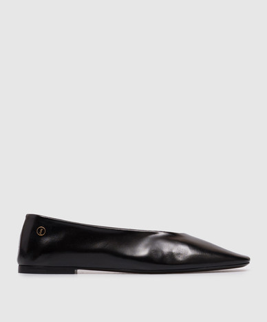 Black leather ballet flats SAO