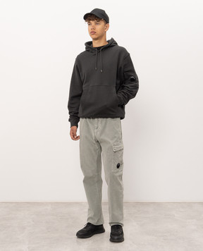 C.P. Company Grey hoodie with logo patch MSS714A005086W