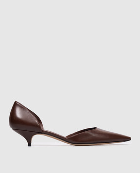 The Row Liisa Kitten D'Orsay Brown Leather Shoes F1864SL1