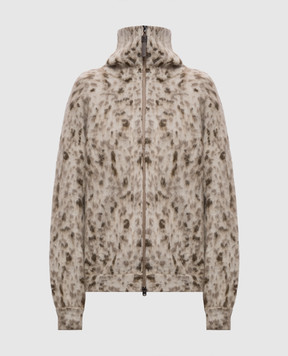 Brunello Cucinelli Beige cardigan with printed wool M2I242506P