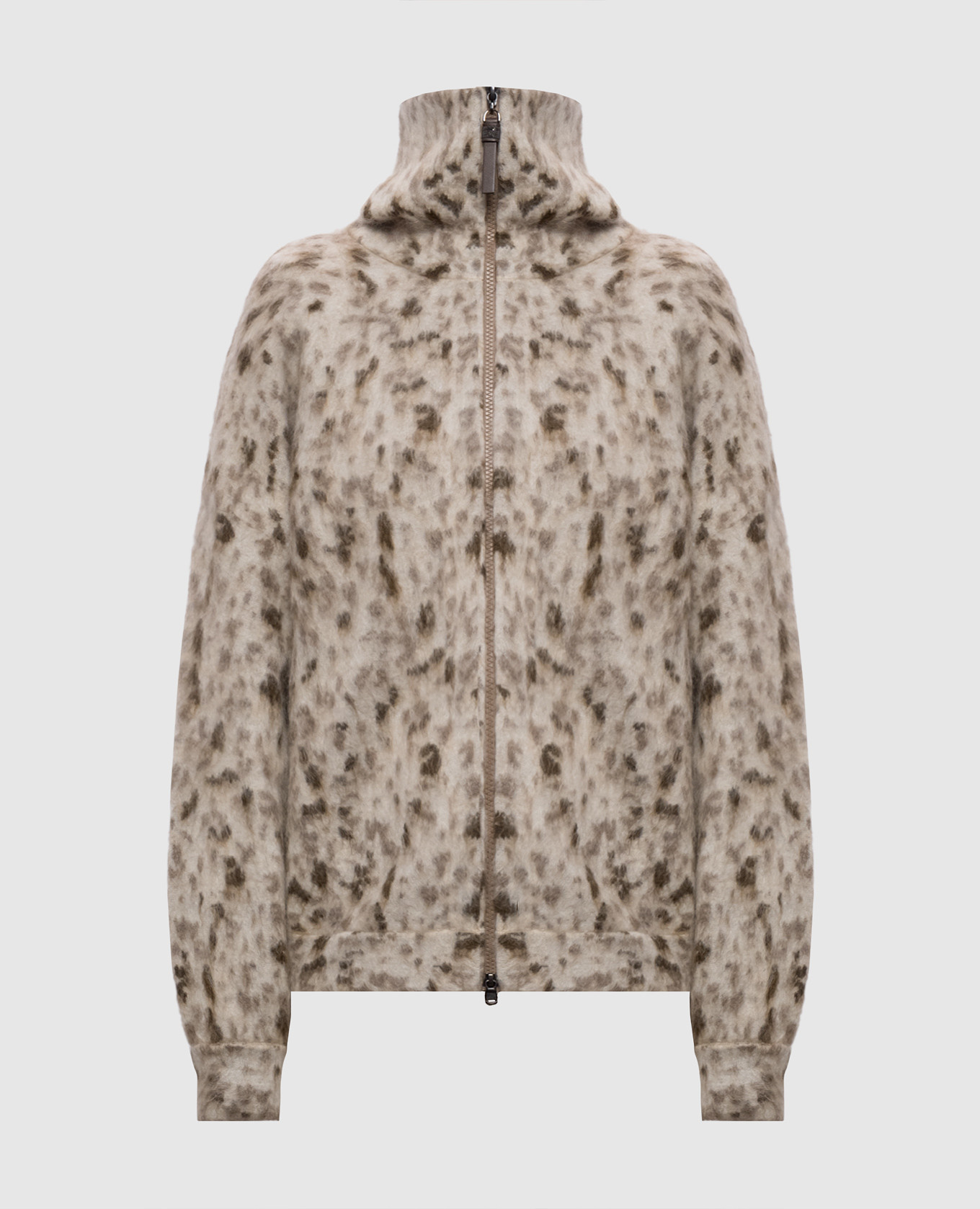 

Beige cardigan with printed wool Brunello Cucinelli