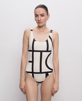 Toteme Ivory monogram logo print swimsuit 223842795
