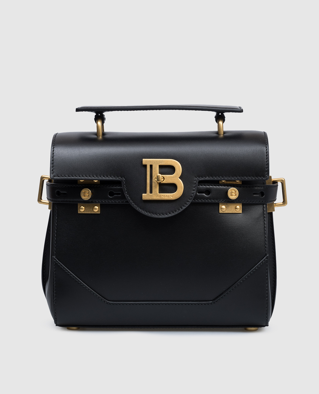 

Black leather satchel bag B-Buzz 23 with logo Balmain