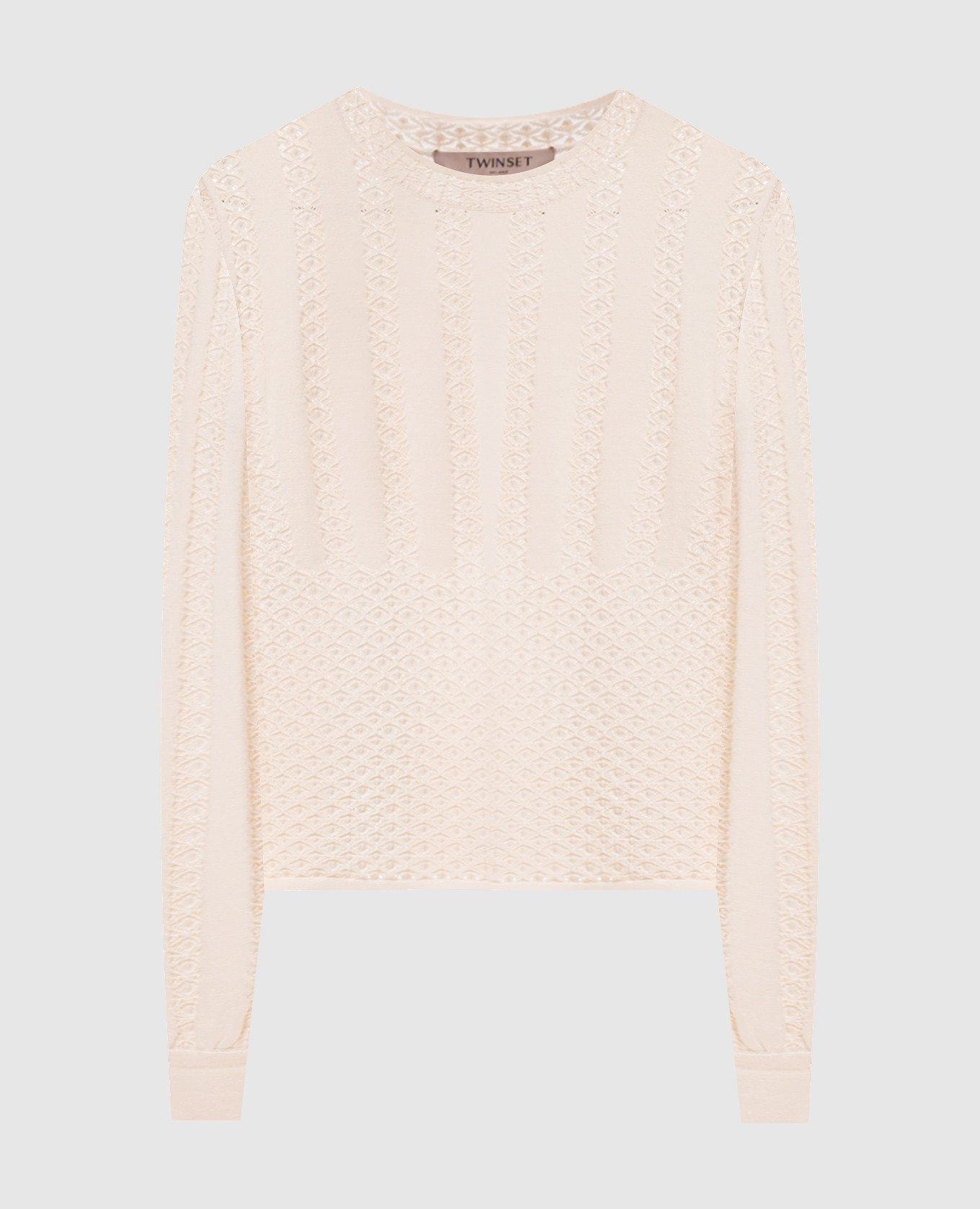 Beige jumper with openwork pattern