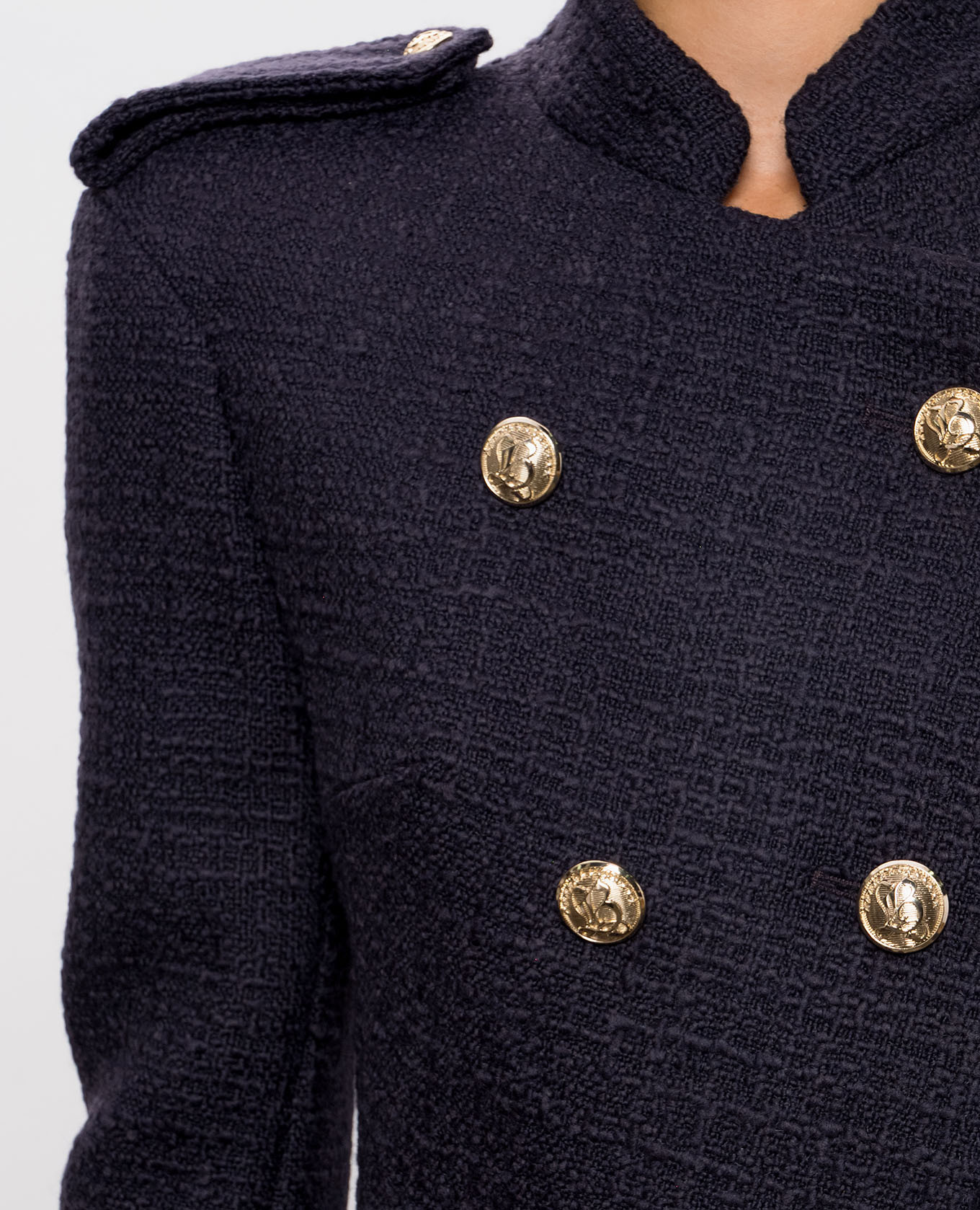 Purple double-breasted wool tweed jacket Balmain 5