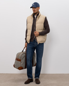 Brunello Cucinelli Beige straight-cut T-shirt with logo print M0B138440