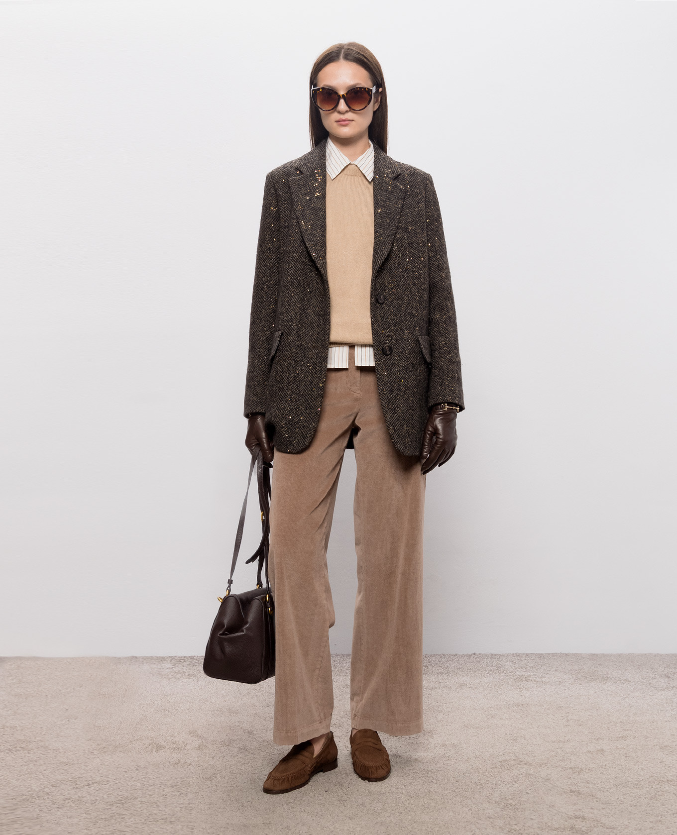 Brown patterned wool jacket Peserico 2