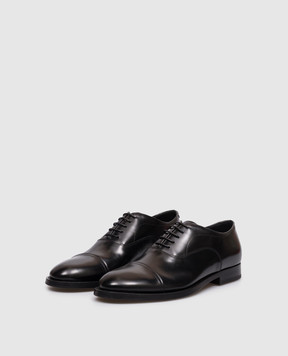 Pantanetti Black leather glossy derby shoes 18601B