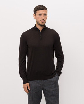 ISAIA Brown wool jumper with zipper MG8018YP005