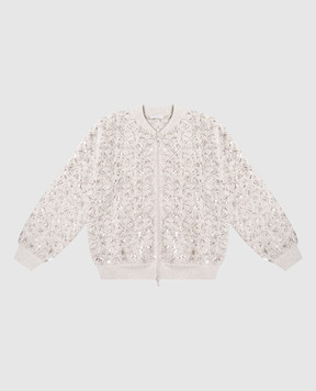 Brunello Cucinelli Children's gray openwork cardigan with wool BRFMSR06A