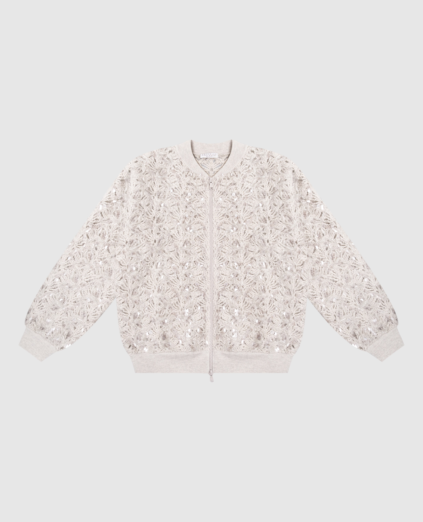 

Children's gray openwork cardigan with wool Brunello Cucinelli, Grey