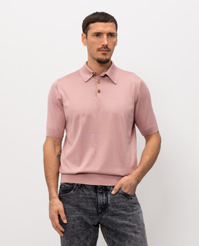 Dolce&Gabbana Pink silk polo shirt with DG logo embroidery GXZ02ZJBSO5