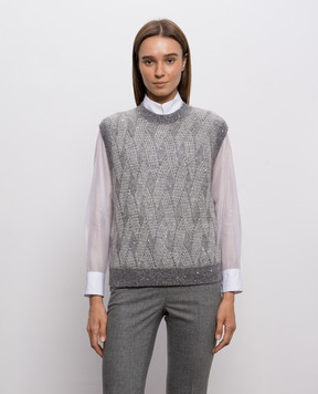 Peserico Gray vest with sequins A93137F05G9100