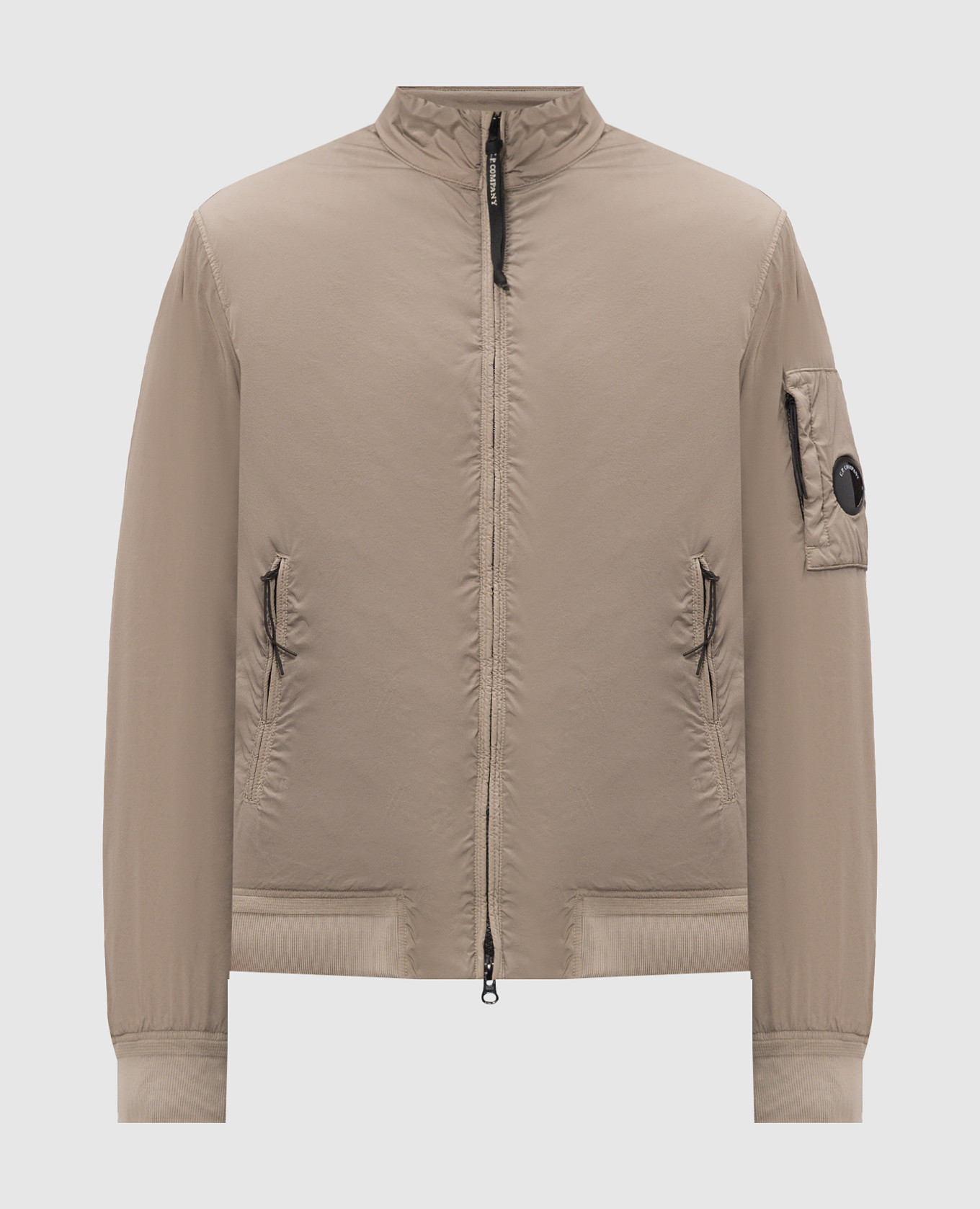 Beige jacket with logo patch