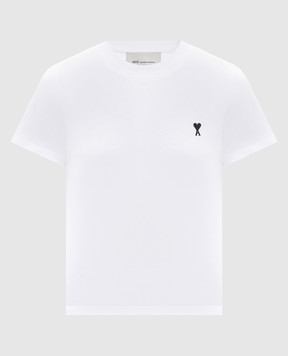Ami Paris White T-shirt with embroidered emblem FTS347724