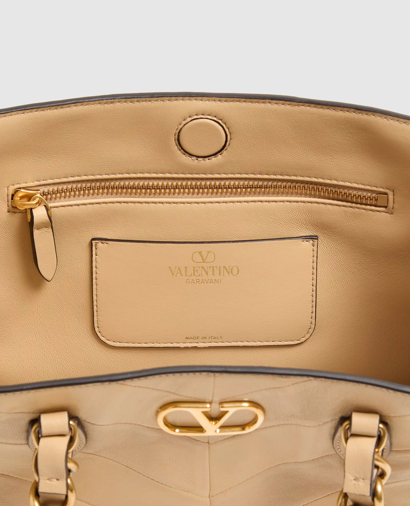 Beige leather tote bag Laseine Valentino 4