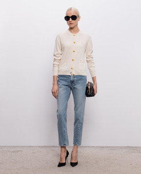 Balmain Beige cardigan with silk GF0KL280KJ53
