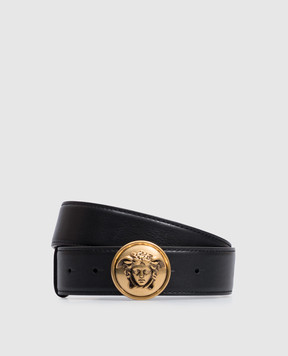 Versace Black leather belt with emblem 1025016DVTP1