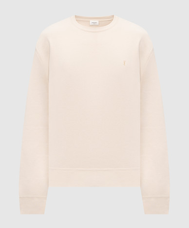 Beigefarbenes, gefüttertes Sweatshirt mit Monogrammstickerei