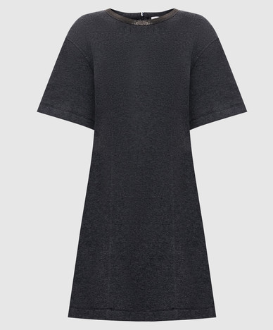 Gray mini dress with monil chain