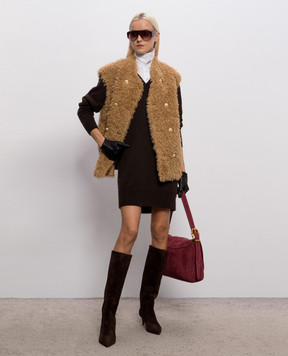Twinset Brown dress with wool and cashmere 262TP3551