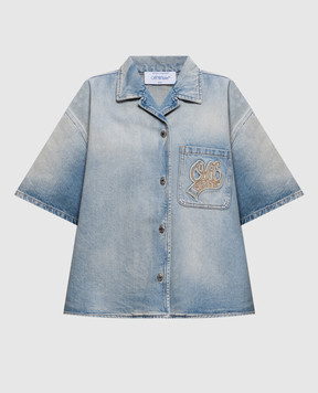 Off-White Blue denim shirt with a worn effect 2FA00585T