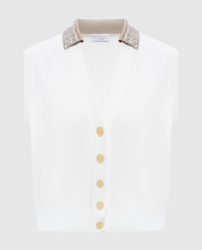 Brunello Cucinelli White vest with sequins M19232426
