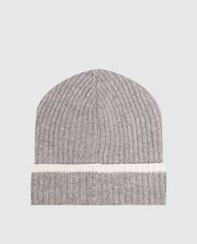 Brunello Cucinelli Gray cashmere hat with monil chain M12504979