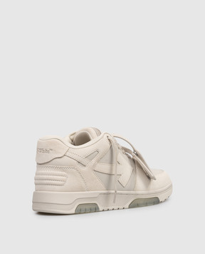 Off-White Out Of Office beige leather sneakers OMIA189S26LEA004