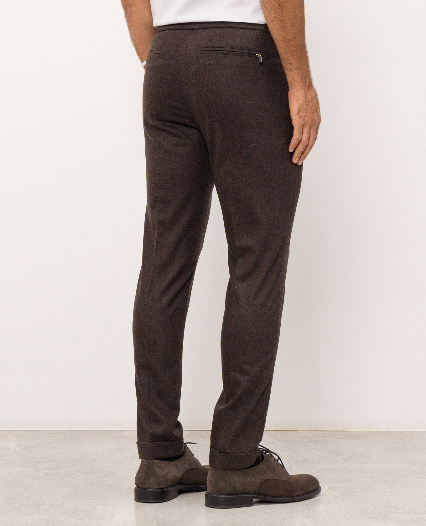 Brown wool and cashmere trousers with lapels Marco Pescarolo 4