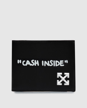 Off-White Black leather wallet with printed inscription OWMNC16F26LT01