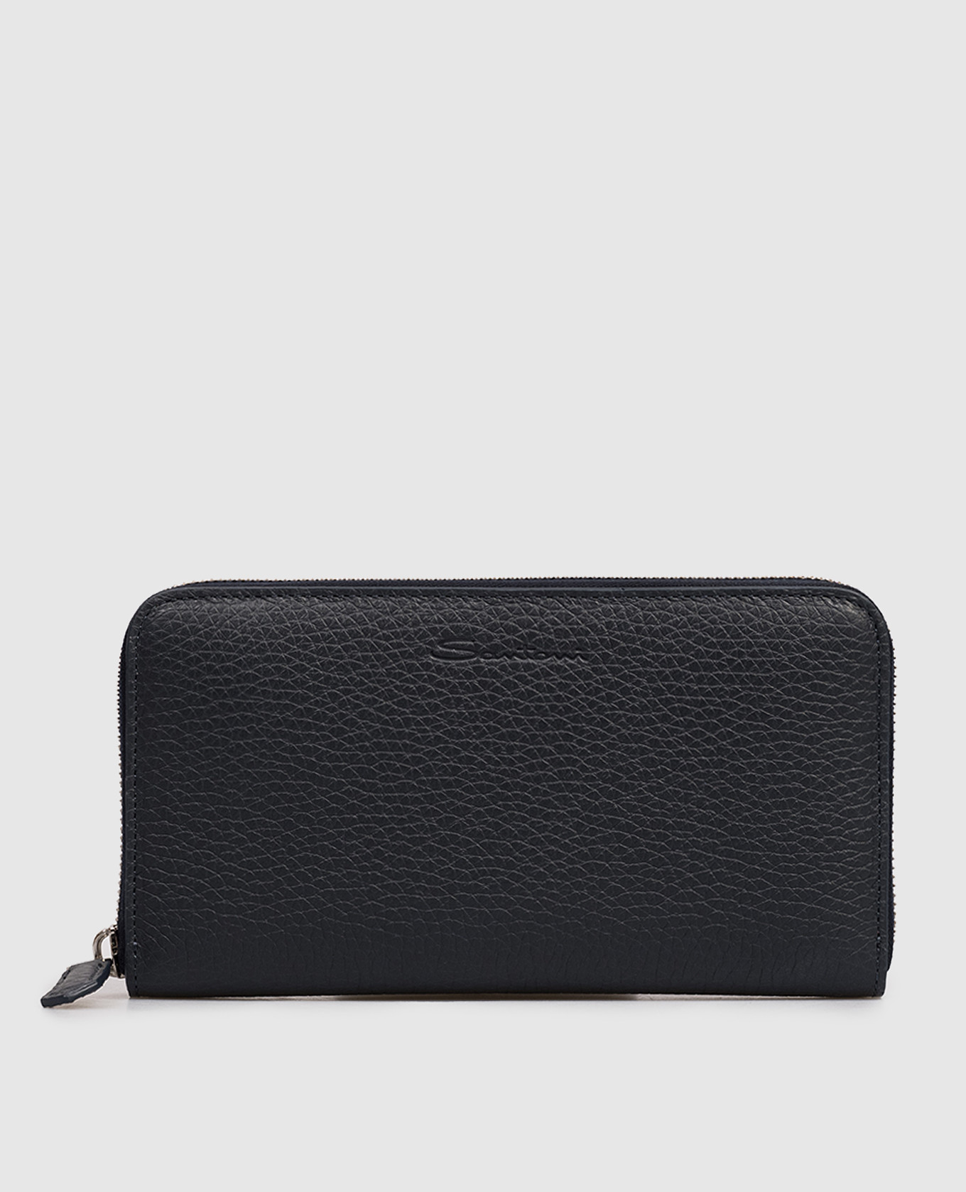 

Blue wallet with embossed logo Santoni