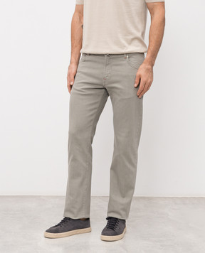Kiton Grey jeans with logo patch UPNJSK0602H