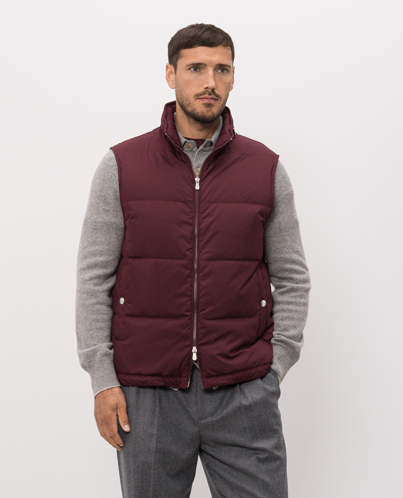 Burgundy down vest Brunello Cucinelli 3