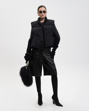 Juun.j Black leather Bermuda shorts JW593ZW035