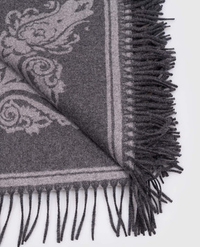 Etro Grey wool and cashmere plaid with Pegaso pattern UKCA0004AL296
