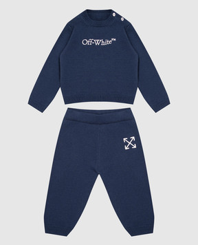 Off-White Children's blue wool suit with embroidery 44B2X004F26K001