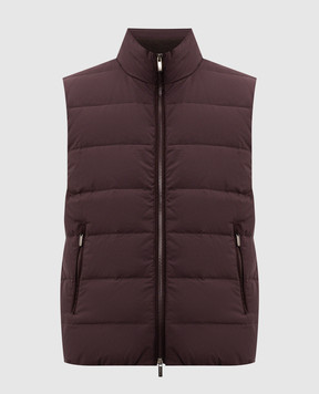 Peserico Burgundy down vest with logo patch R53082DG3604