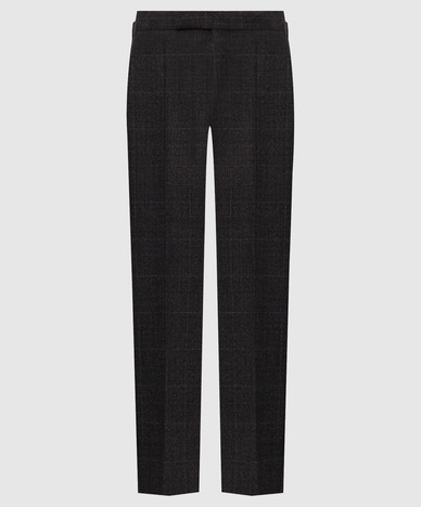 Grijze wollen geruite broek